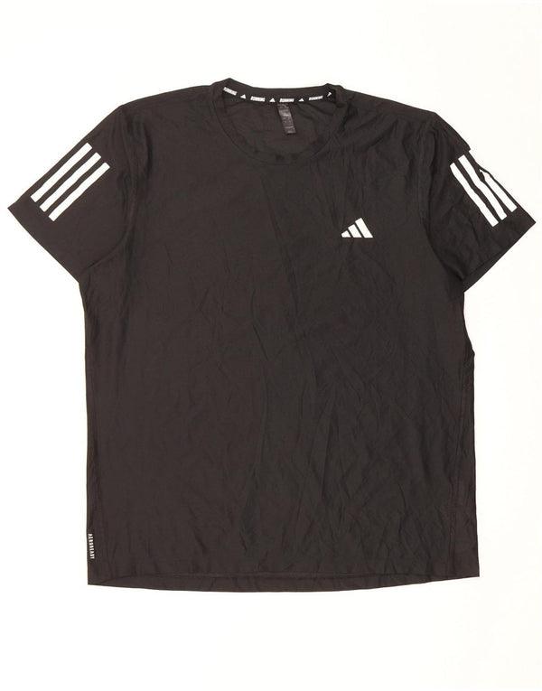 T-shirt da corsa da uomo Adidas Top grande in poliestere nero