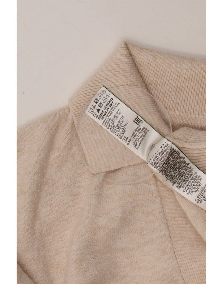 Maglione maglione collo alto da donna Marks & Spencer UK 10 piccolo poliestere beige