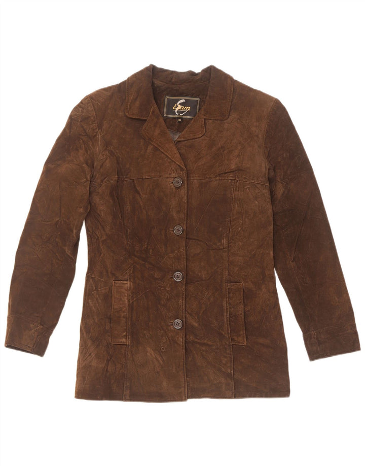 Giacca in pelle scamosciata da donna Etam UK 12 in pelle marrone medio