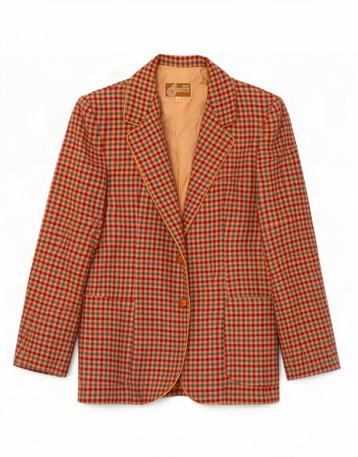 Giacca blazer vintage da donna a 2 bottoni IT 46 grande percalle multicolore
