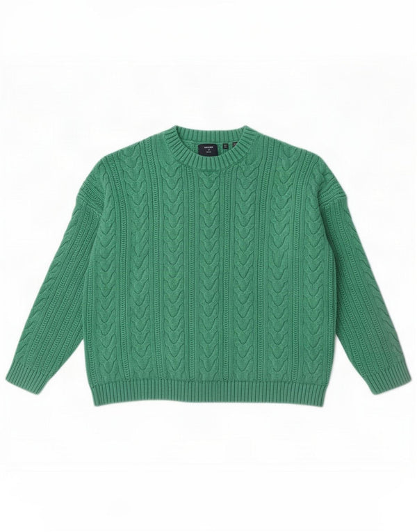Superdry Womens Crew Neck Jumper Sweater UK 12 Medium Green Cotton