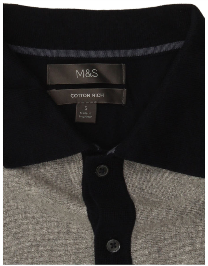 Maglione maglione collo alto da uomo Marks & Spencer piccolo blu navy color block