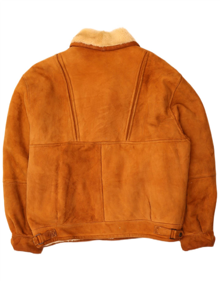 Giacca in shearling vintage da uomo IT 54 2XL Shearling marrone