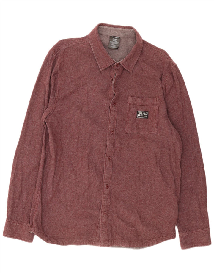Camicia Vans da uomo in flanella grande in cotone bordeaux