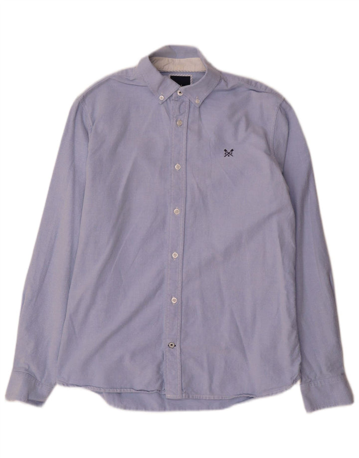 CREW CLOTHING Camicia da uomo slim fit in cotone blu medio