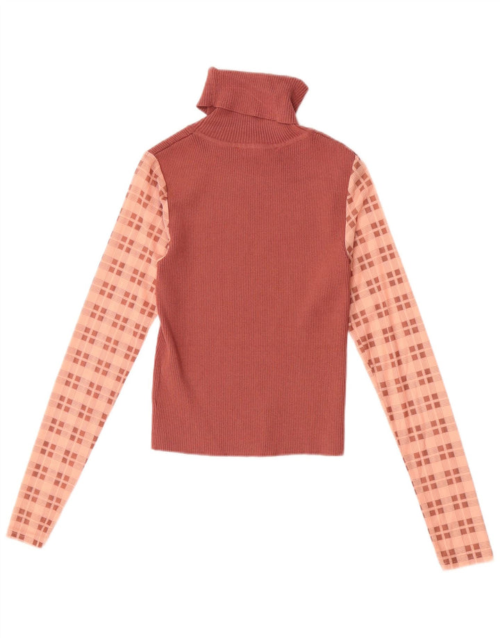 Top corto da donna Zara a maniche lunghe UK 12 Nylon color block marrone medio