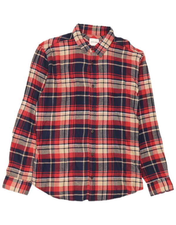 Camicia da uomo in flanella Jack & Jones XL in cotone a quadri blu navy