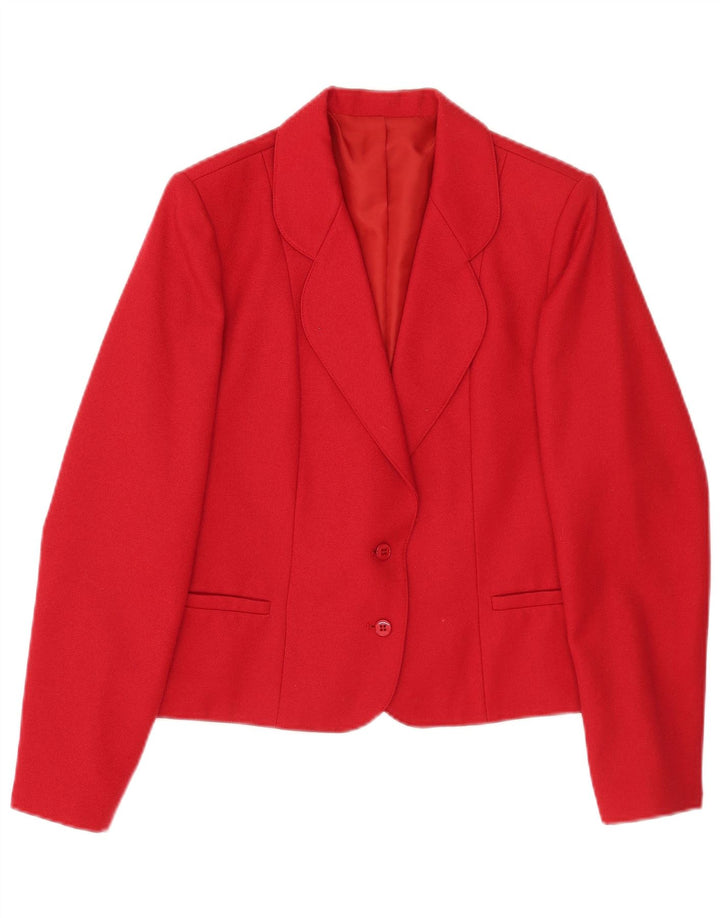 Giacca blazer vintage da donna a 2 bottoni UK 14 poliestere rosso medio