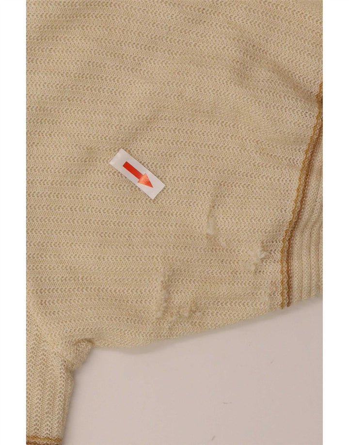 Polo da uomo vintage in poliacrilico a righe beige medio