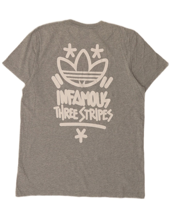 T-shirt grafica Adidas da uomo a tre strisce, grande, in cotone chiazzato grigio
