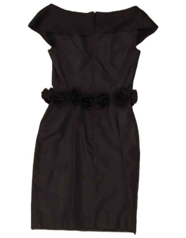 Abito vintage da donna con spalle scoperte UK 8 piccolo poliestere nero