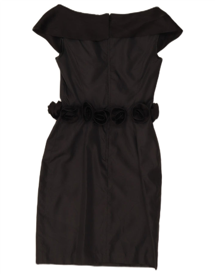 Abito vintage da donna con spalle scoperte UK 8 piccolo poliestere nero