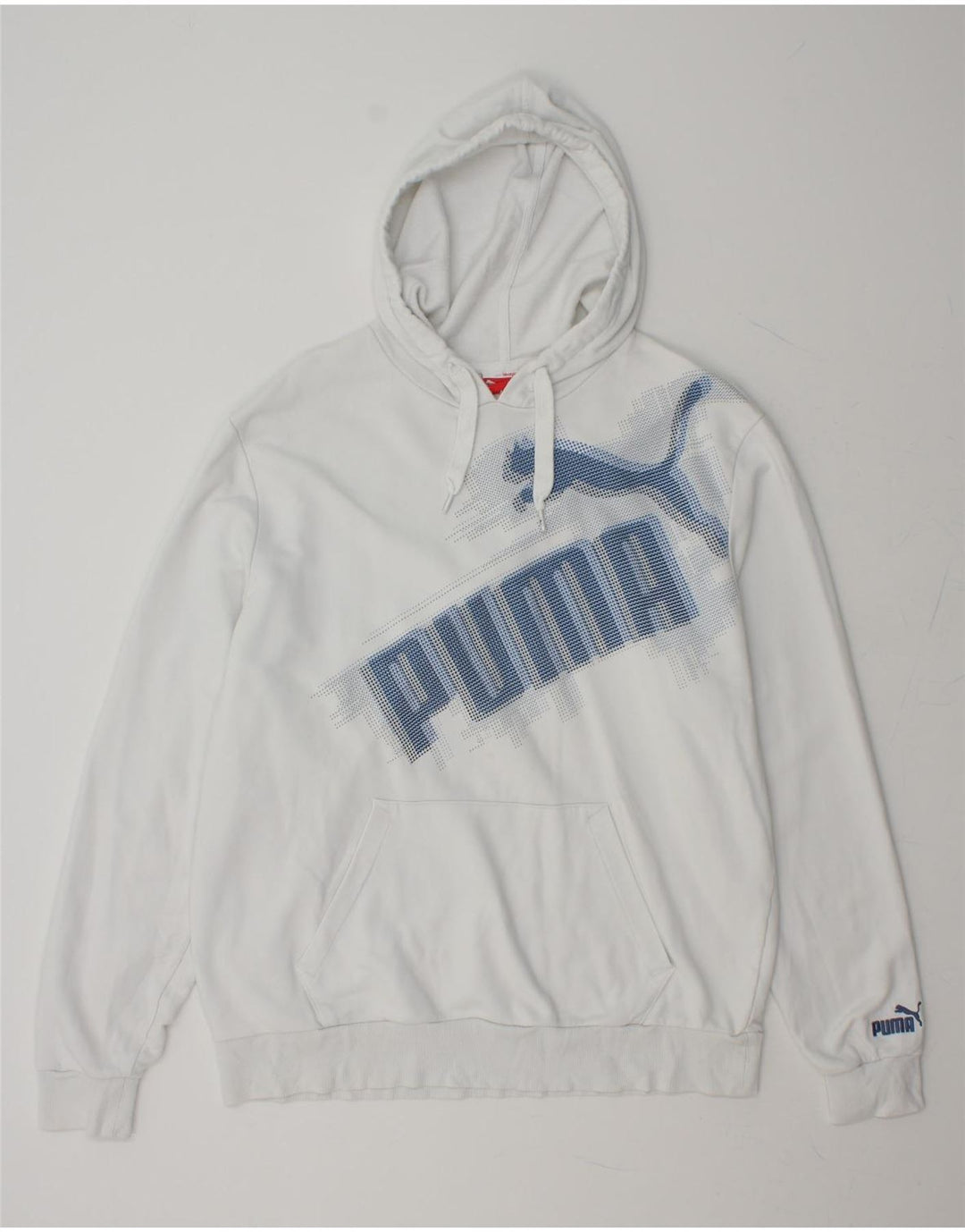 PUMA Mens Graphic Hoodie Jumper XL White Vintage Puma and Second-Hand Puma from Messina Hembry 