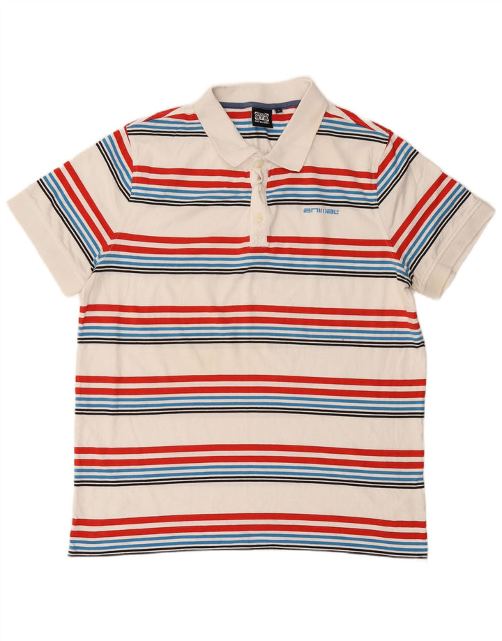 Polo da uomo Animal Large in cotone a righe multicolori