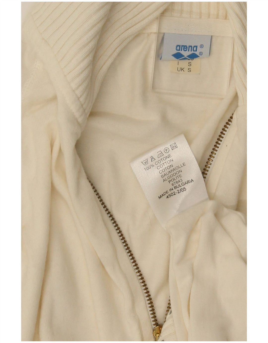 Giacca da ginnastica oversize con grafica da donna Arena, piccola, in cotone bianco sporco