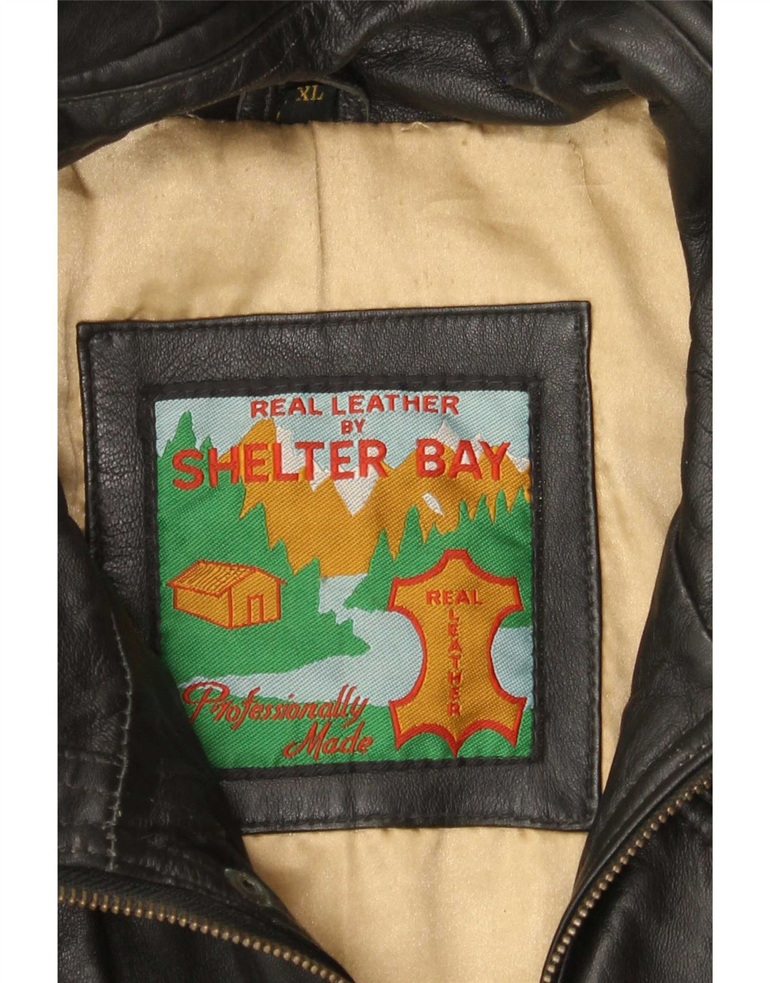 Cappotto in pelle da uomo Shelter Bay UK 42 XL Nero
