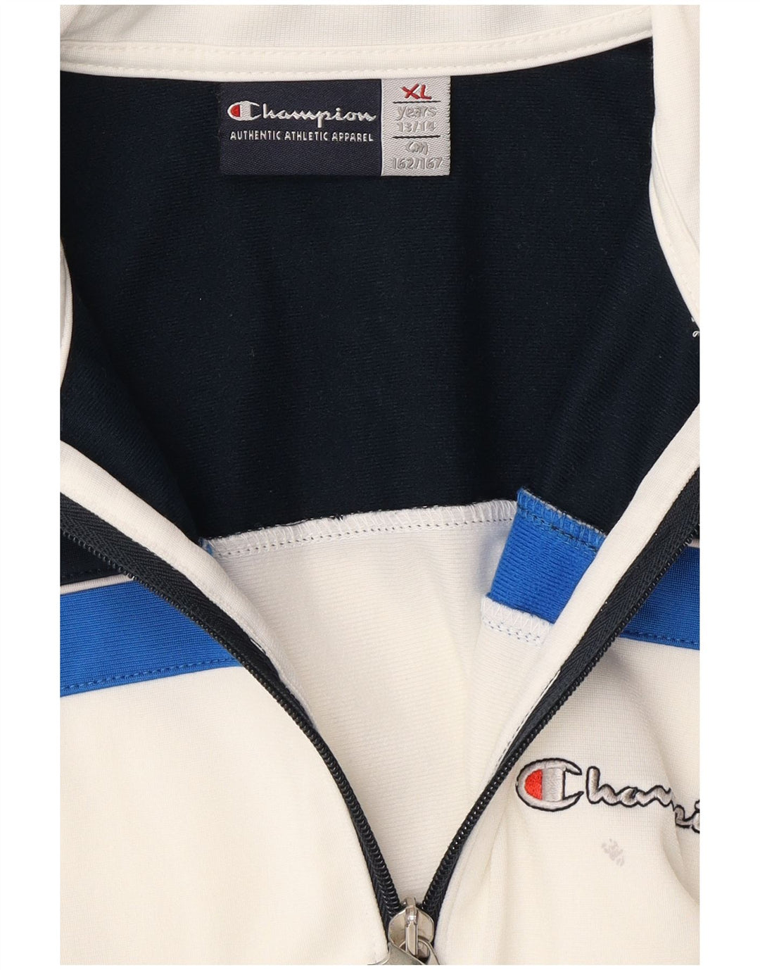 CHAMPION Boys Tracksuit Top Jacket 13-14 Years XL White Colourblock