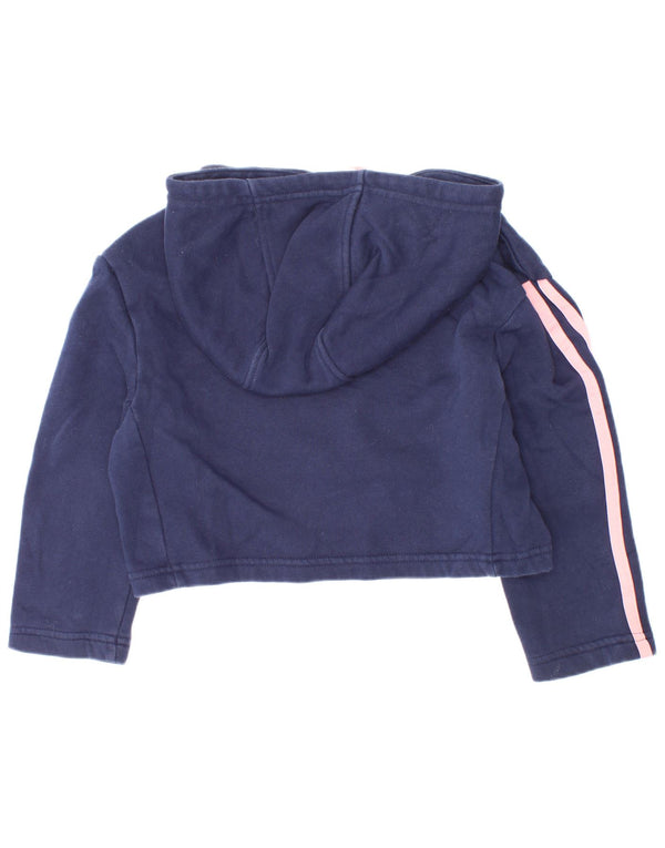Adidas Girls Crop Graphic Hoodie Jumper 5-6 Years Navy Blue Cotton