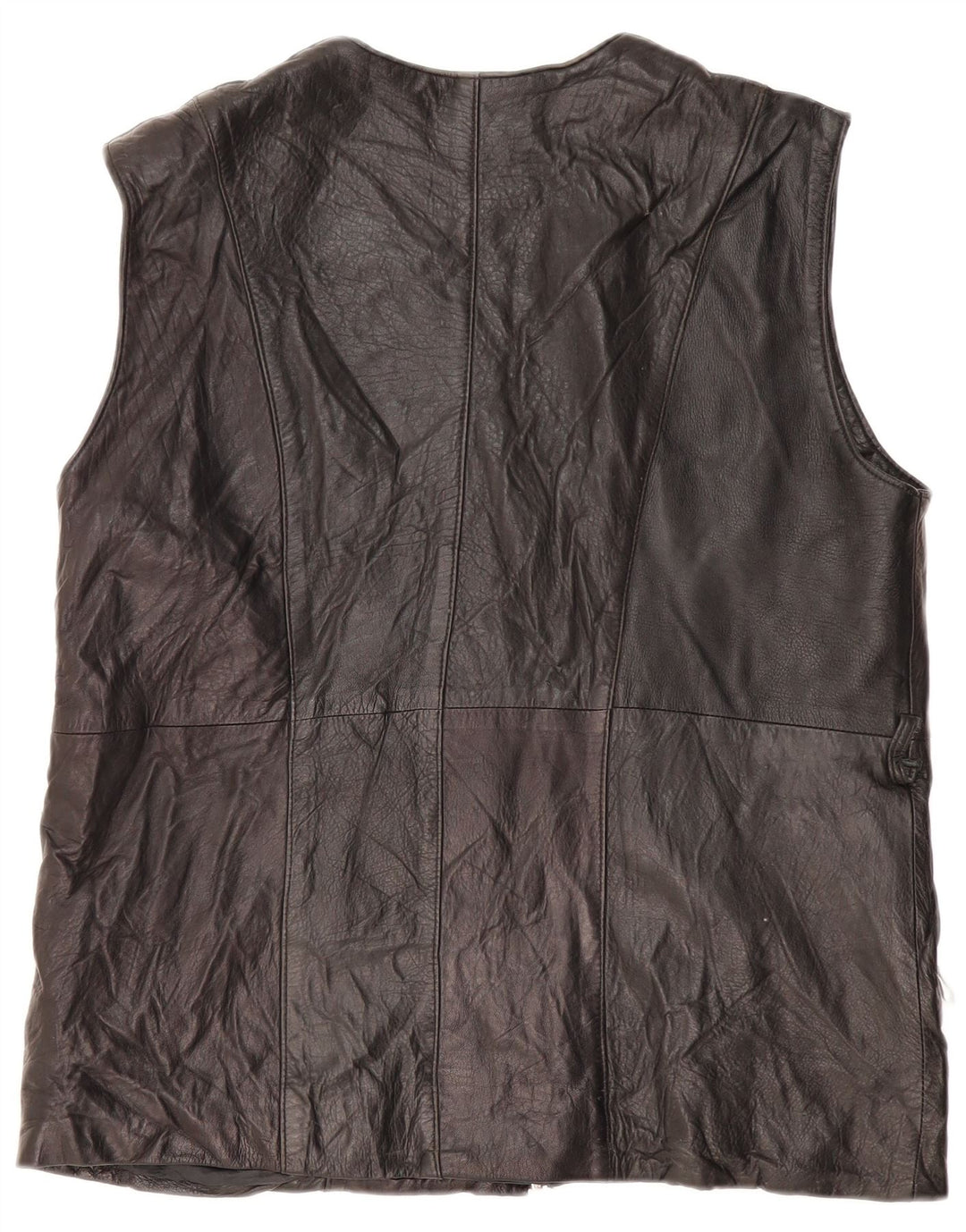 Gilet in pelle da donna VINTAGE UK 16 grande nero