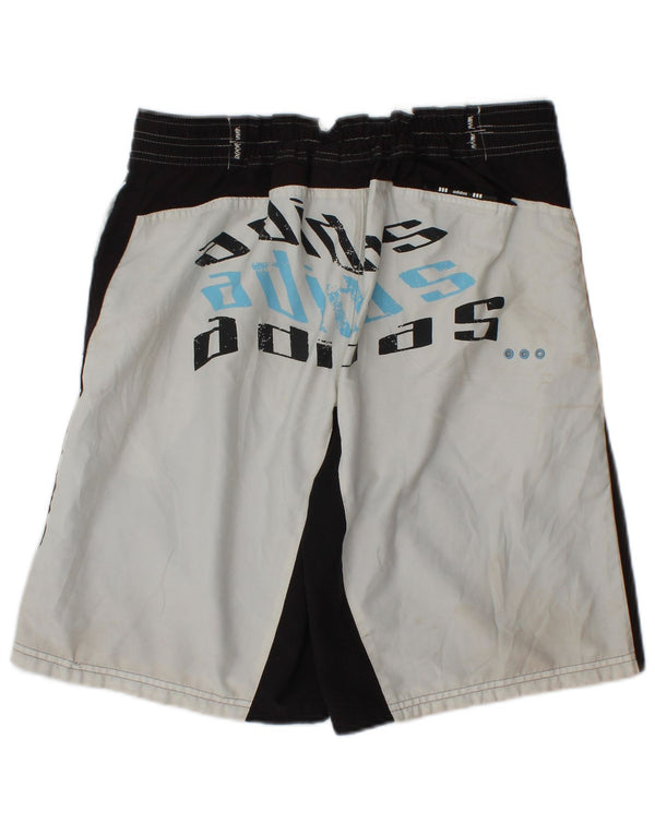 Pantaloncini da bagno grafici da uomo Adidas, poliestere color block medio nero