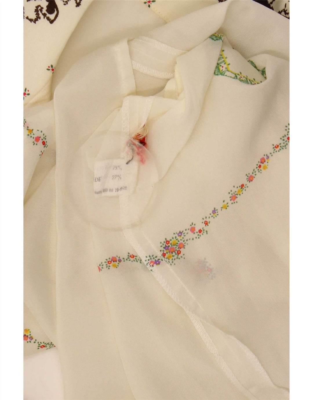 Camicetta da donna vintage trasparente con camicia IT 44 medio bianco sporco floreale