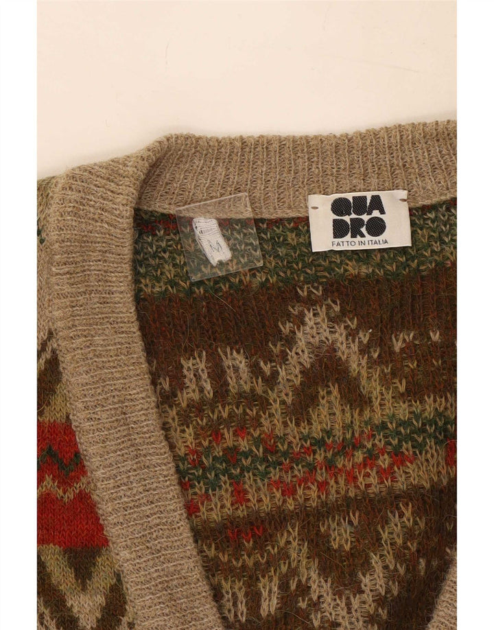 Quadro Maglione cardigan da uomo beige medio geometrico