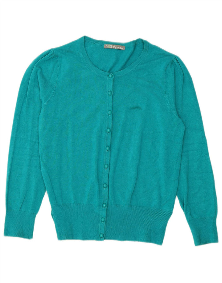 Maglione cardigan da donna Marks & Spencer UK 16 grande viscosa blu