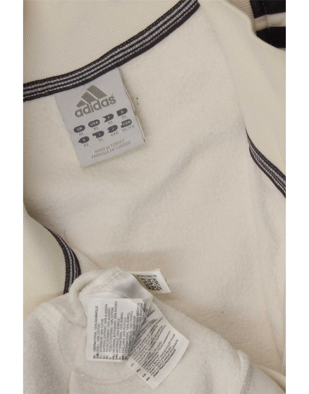 Giacca da ginnastica da uomo Adidas XL in cotone bianco sporco