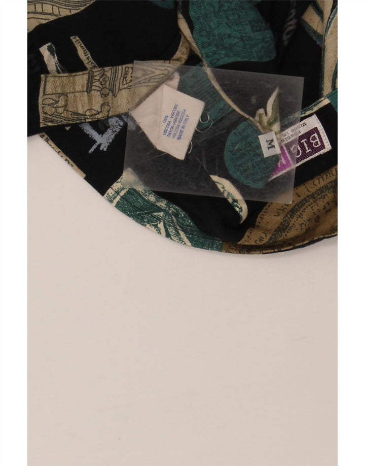 BIG MATCH Camicia a maniche corte da uomo in viscosa patchwork blu navy medio