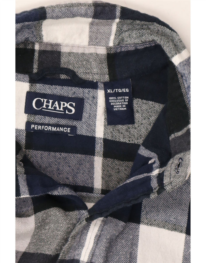 CHAPS Mens Big & Tall Flannel Shirt XL Navy Blue Check Cotton Vintage Chaps and Second-Hand Chaps from Messina Hembry 