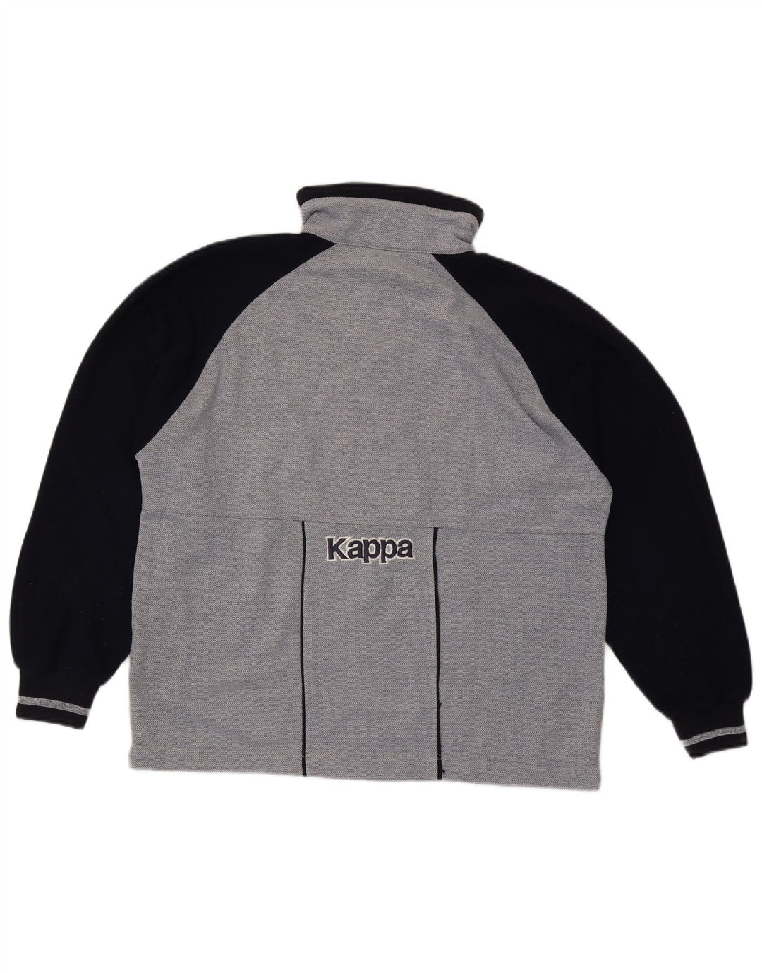 Felpa Kappa da uomo con grafica con zip e collo, maglione, grigio medio, color block
