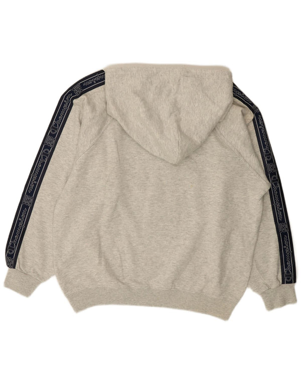Maglione con cappuccio e zip grafica Champion da uomo, grande, in cotone color block grigio