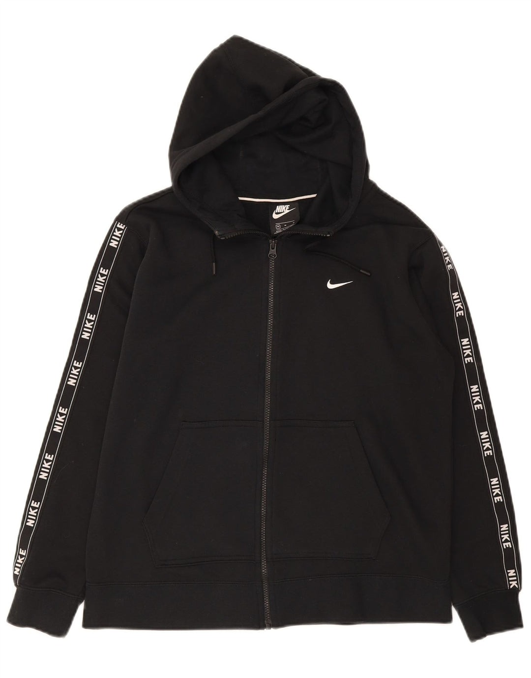 NIKE Mens Graphic Zip Hoodie Sweater Medium Black Cotton