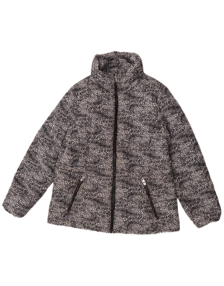Giacca imbottita da donna Marks & Spencer UK 14 grande poliestere maculato nero