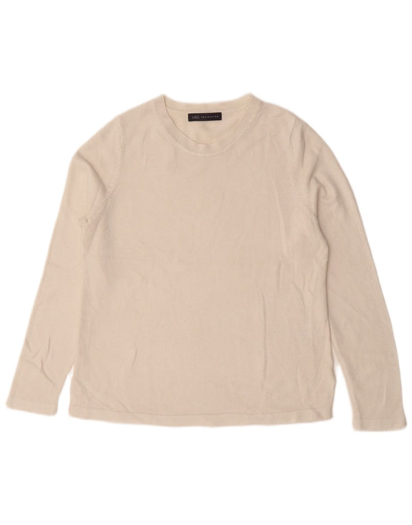 Maglione maglione girocollo da donna Marks & Spencer UK 12 Acrilico bianco medio