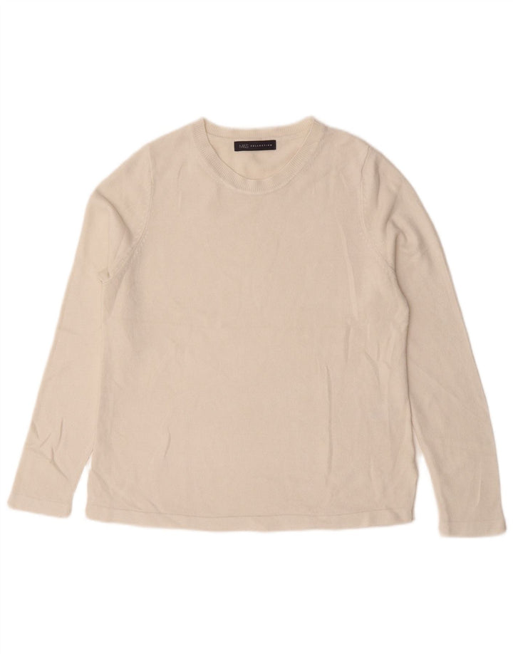 Maglione maglione girocollo da donna Marks & Spencer UK 12 Acrilico bianco medio