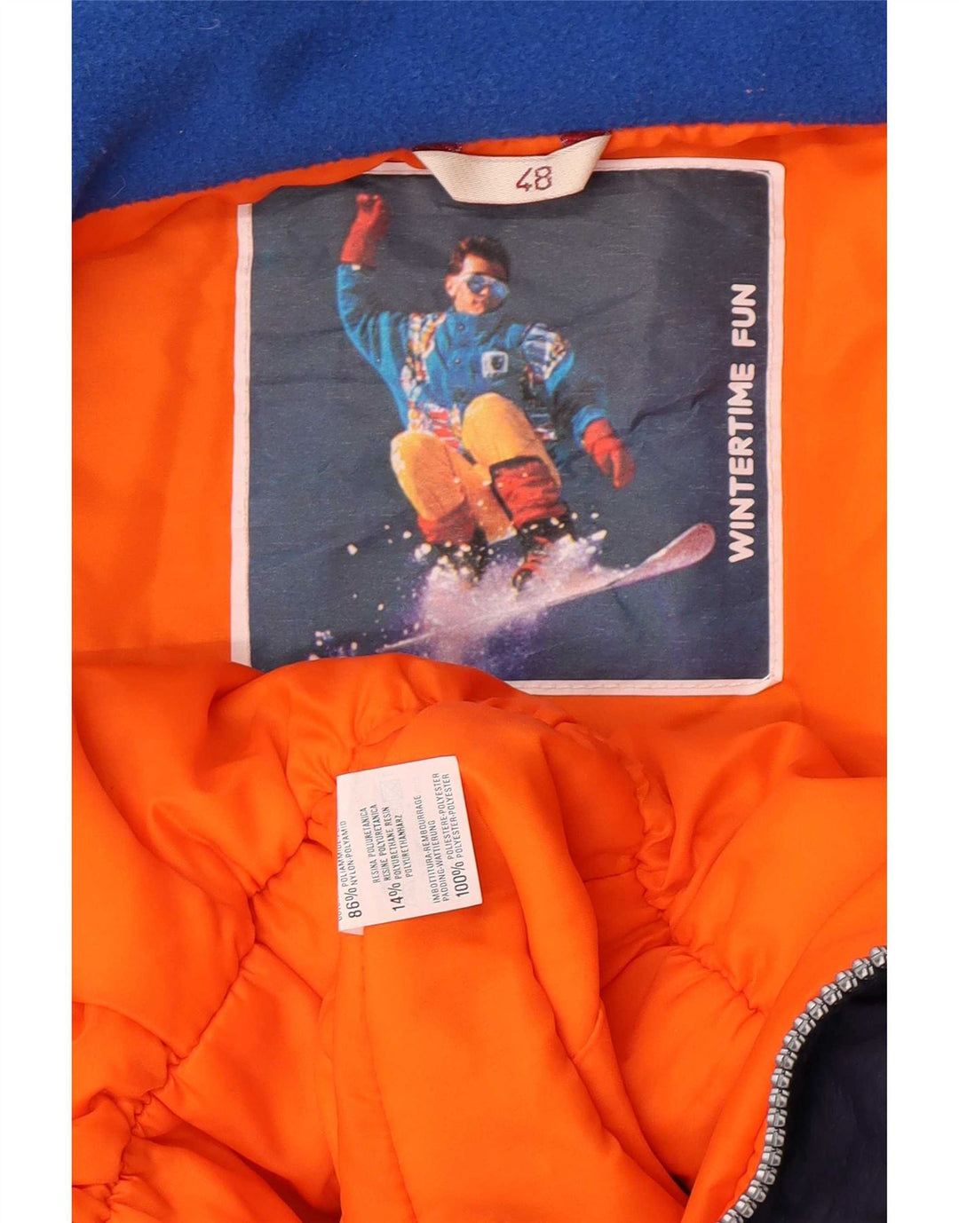 Tuta da sci vintage da uomo IT 48 Medium Blu Navy Colourblock in poliammide