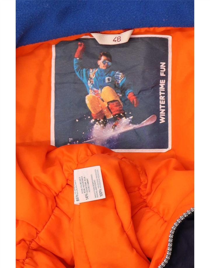 Tuta da sci vintage da uomo IT 48 Medium Blu Navy Colourblock in poliammide