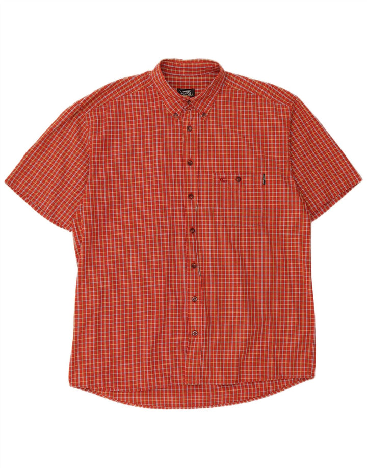 Camicia a maniche corte da uomo Camel Active in cotone a quadri rosso medio