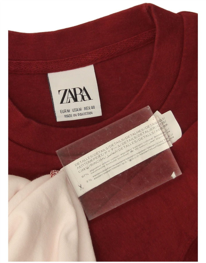 Felpa Zara da uomo in cotone color block bordeaux medio