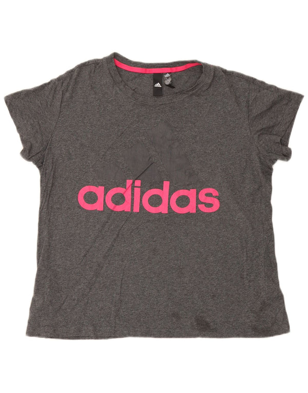 T-shirt grafica da donna Adidas Top UK 20/22 XL cotone grigio
