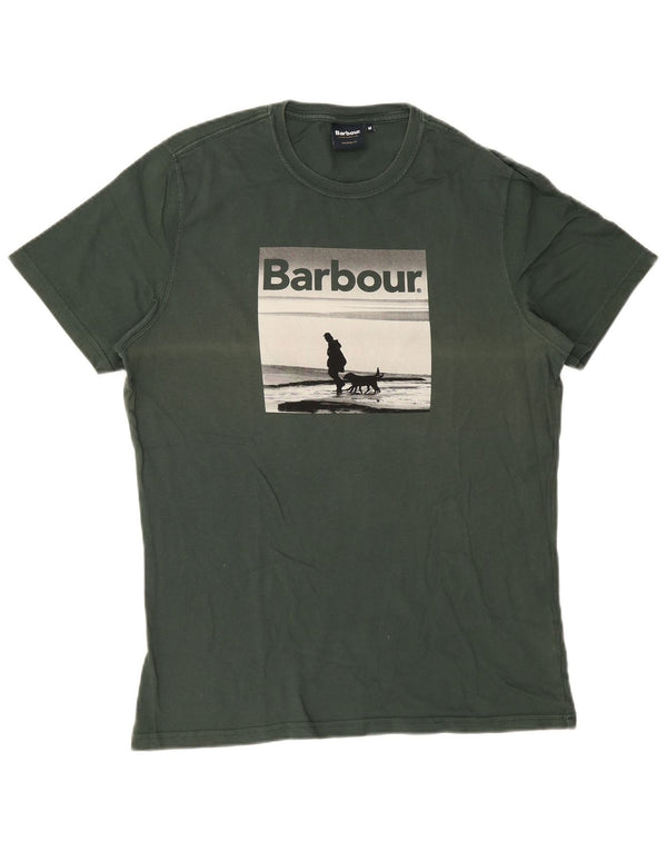 T-shirt grafica da uomo su misura Barbour Top in cotone verde medio