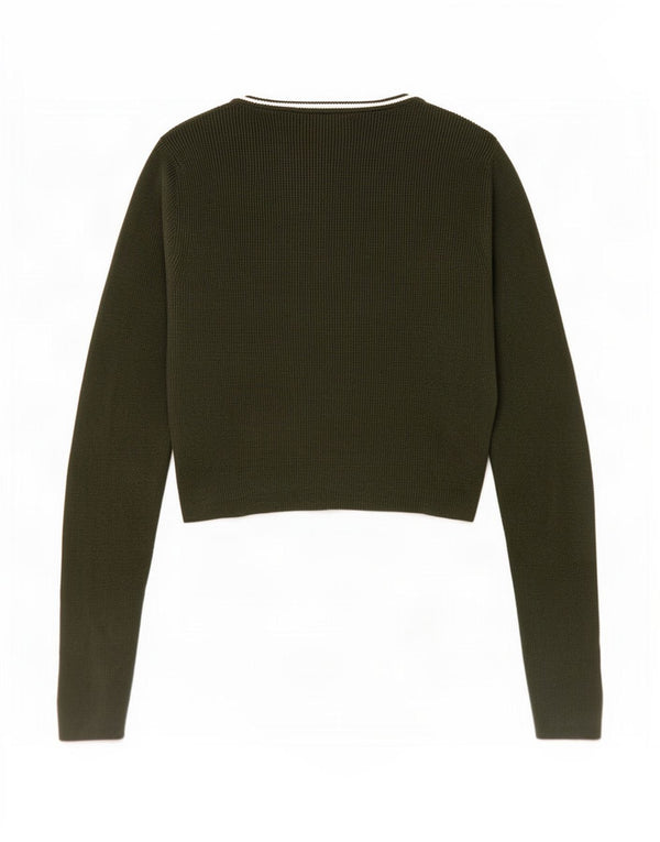 Maglione maglione girocollo corto da donna Jack Wills UK 14 Viscosa verde medio
