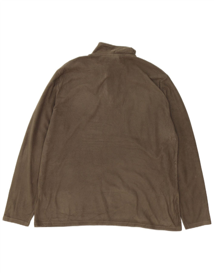 MOUNTAIN WAREHOUSE Mens Zip Neck Fleece Jumper XL Khaki Polyester