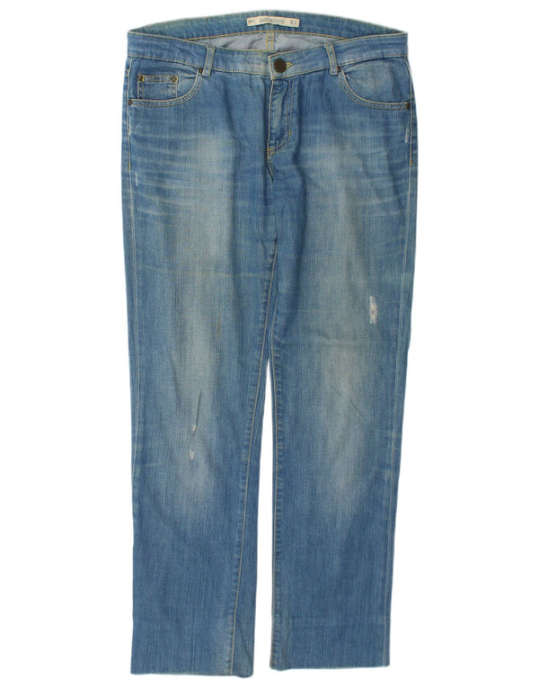 Jeans dritti effetto invecchiato da donna Zara EU 40 medio W30 L29 cotone blu