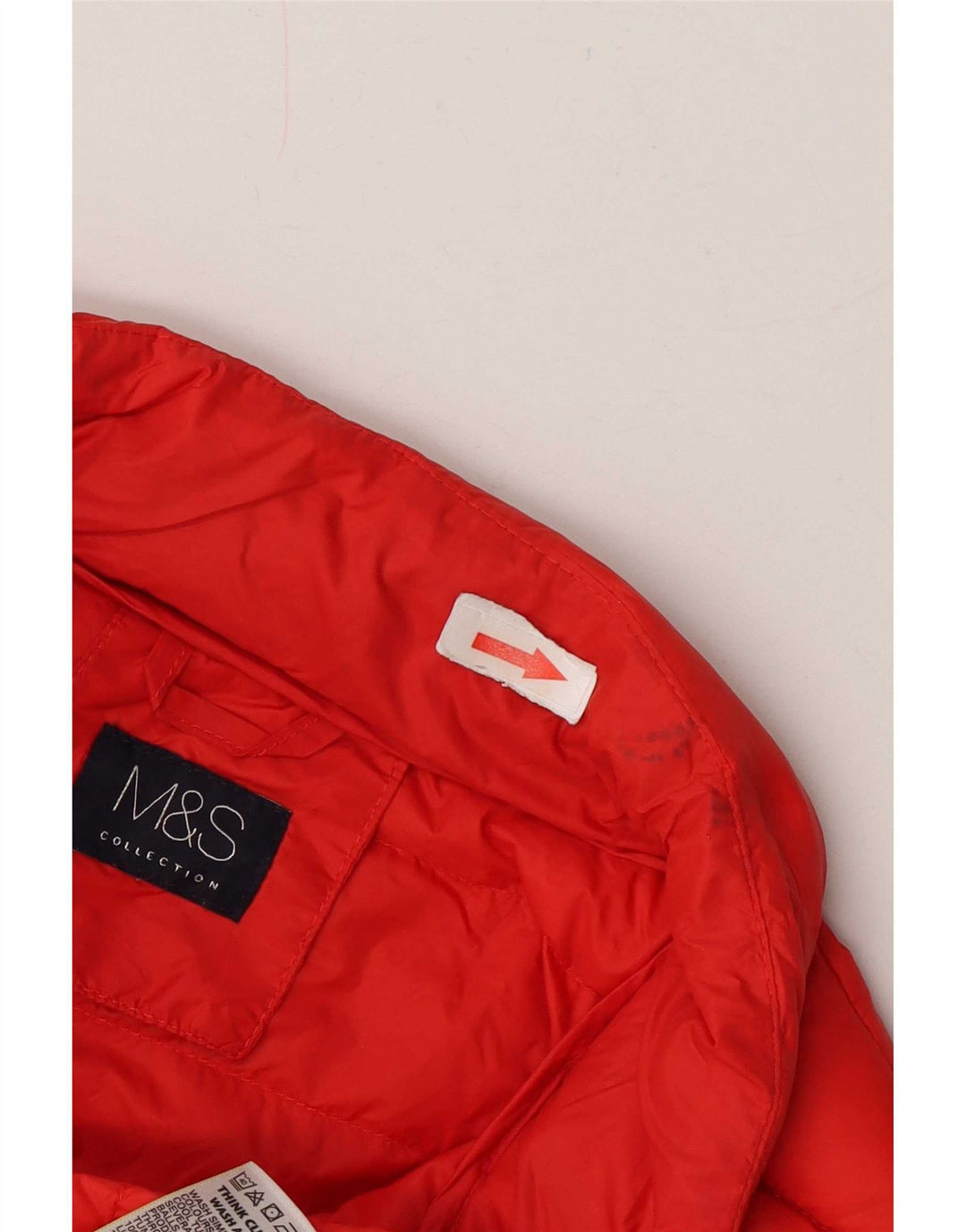 Gilet imbottito con cappuccio da donna Marks & Spencer UK 12 rosso medio in poliammide