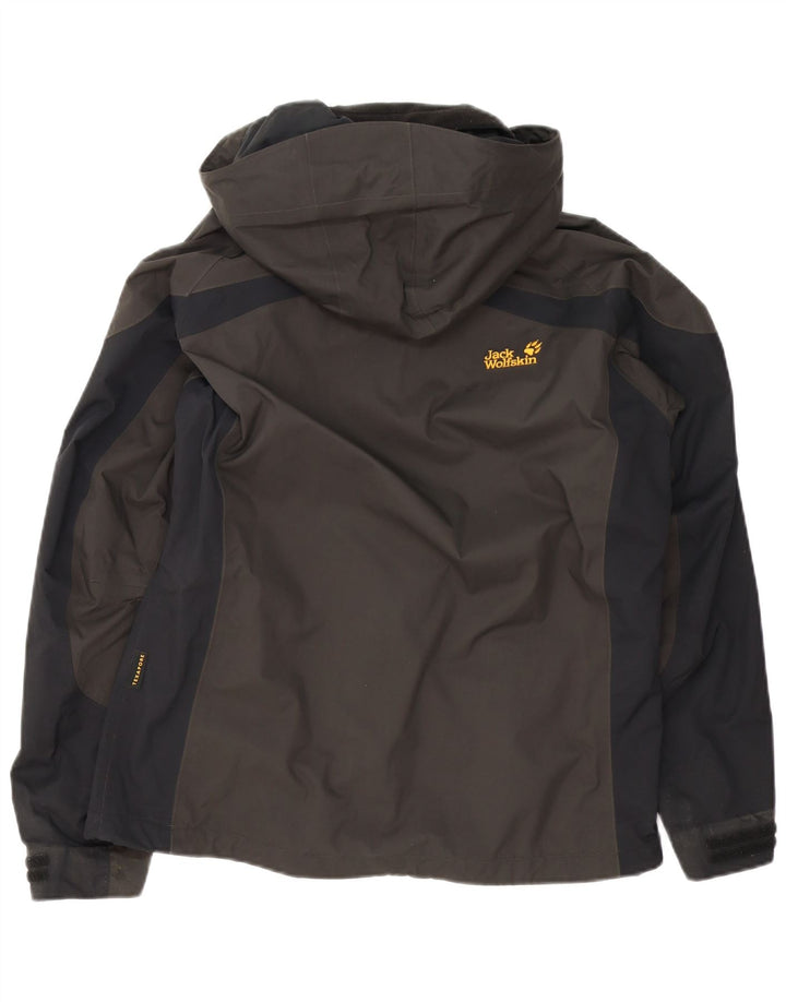 Giacca antipioggia con cappuccio da donna Jack Wolfskin UK 12/14 Colorblock marrone medio
