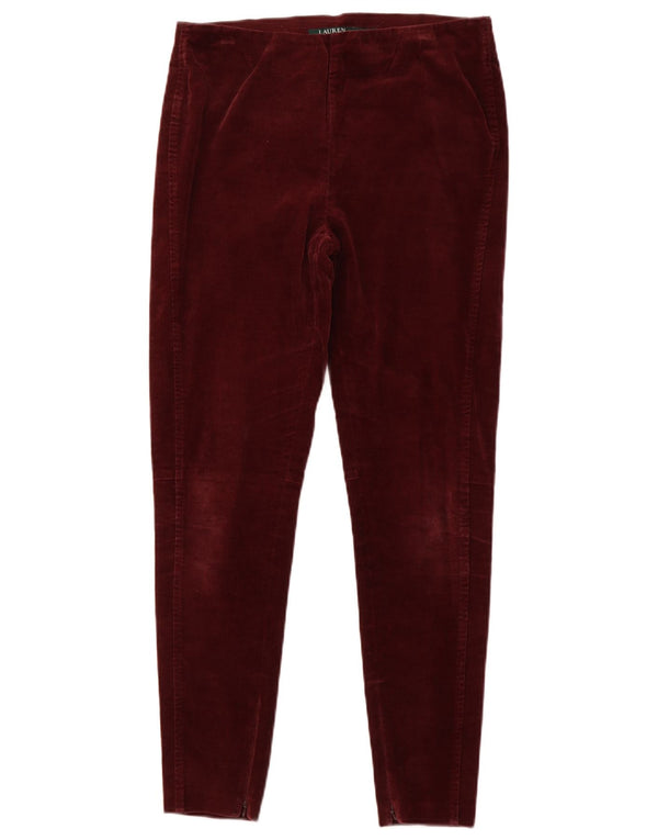 RALPH LAUREN Womens Slim Corduroy Trousers US 8 Medium W30 L27 Burgundy