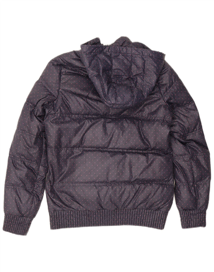 Giacca imbottita con cappuccio da donna Adidas UK 12 media poliestere maculato blu navy