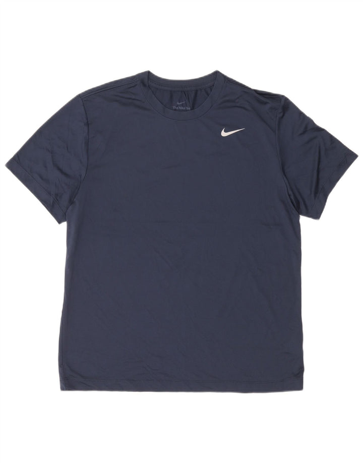 T-shirt Nike da uomo Dri Fit Top XL blu navy in poliestere